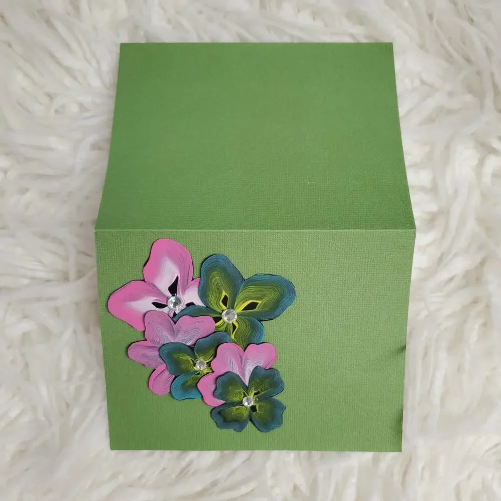 Hand Painted Floral Greeting Card - Green